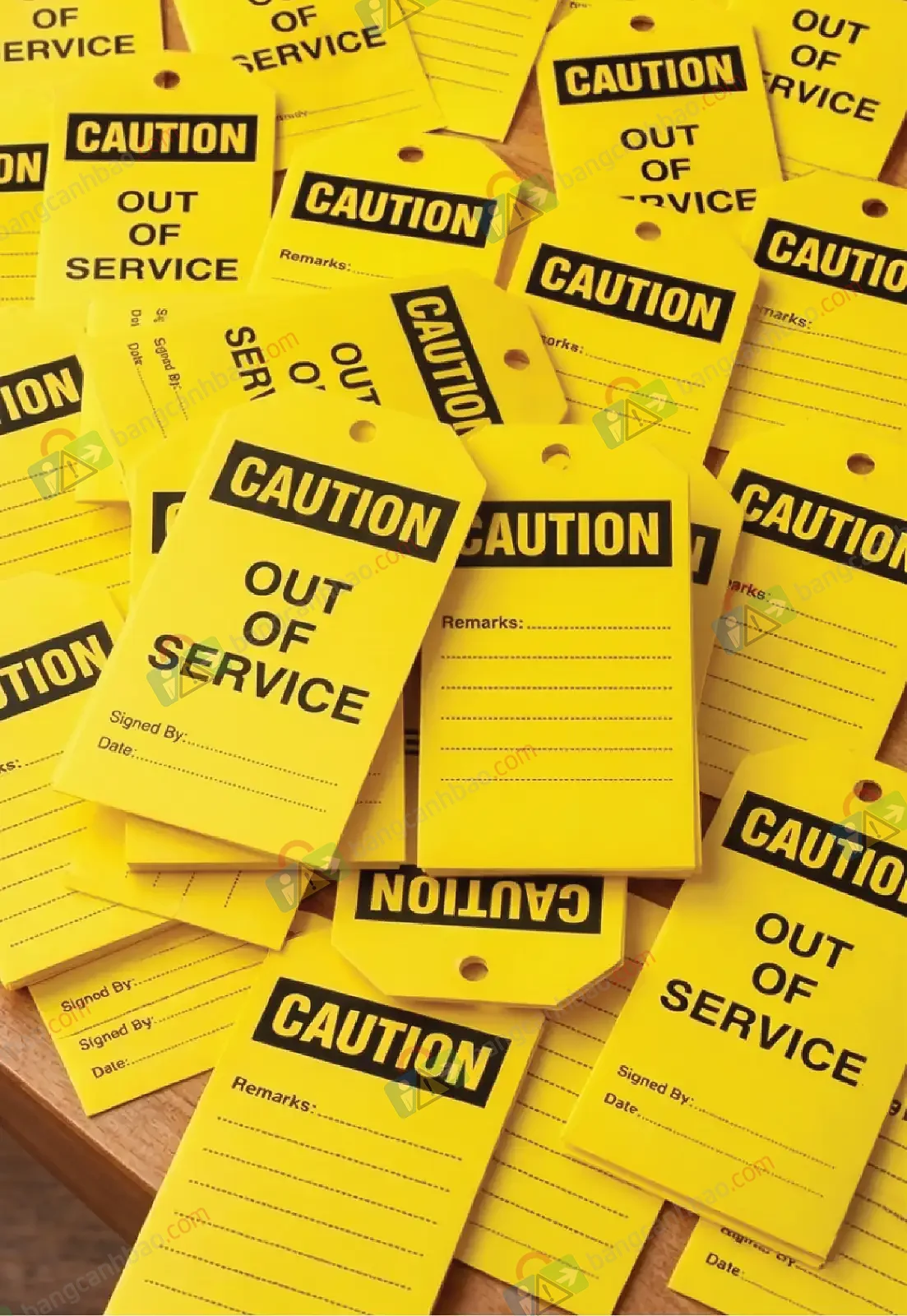 Thẻ Caution Out Of Service PVC In UV – Thẻ Cảnh Báo Ngưng Hoạt Động Thiết Bị